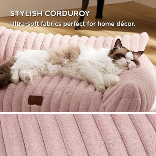 Bedsure ComfyFleece™ Shown on TV Dog Couch for Medium Dogs,36in Blush Pink