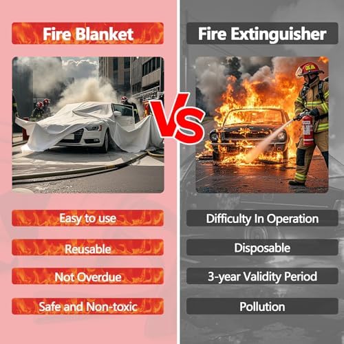 Vehicle Fire Blanket, Emergency Fire Extinguisher Blanket for Car,Survival Safety Fire Blanket for Automobiles, Motorcycles, Warehouses, House, Camping in the Wilderness (29.5x19.6ft)