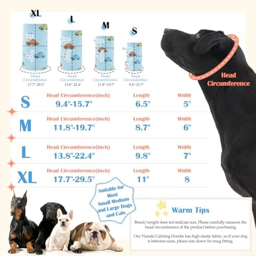 Nanaki No Shake Ear Wraps for Dogs Hematoma-Dog Ear Cover for Bath &Grooming,Dog Head Wrap Ears Protection Dogs Thunderstorm,Fireworks,Calming Comfort for Anxiety Relief,Vet Visit,Separation,Blue,M