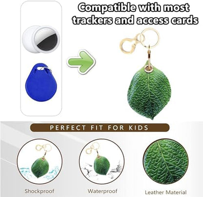 BORKUANA PU Leather Keychain Holder Protective Case Compatible with AirTag