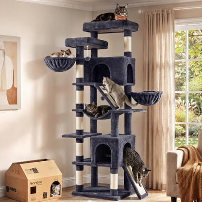 Feandrea Large Cat Tree, 81.1" Tall Sturdy Cat Tower for Indoor, Dark Gray