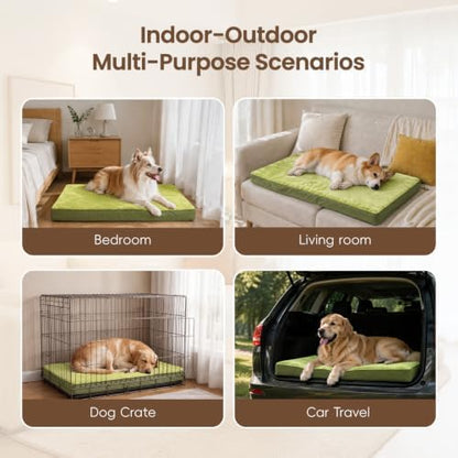 NUPIDA Waterproof Large Dog Bed for Crate with Washable Cover, 35x22, Green