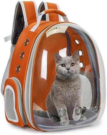 Cat Backpack Carrier Bubble Carrying Bag (Orange)