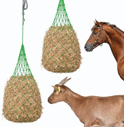 Slow Feed Hay Nets for Horses, 2 Pack, 40 Inch, 2 Inch Holes,Green