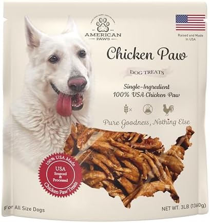 American Paws Dehydrated Chicken Feet Dog Treats, Made in USA (3 LB)