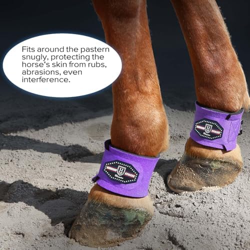 Harrison Howard Long-Lasting Shock-Absorbent Breathable Impact Protection Pastern Wraps for Horse Sold in Pairs-Purple