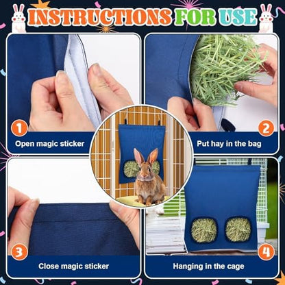 UPINS 2 Pack Guinea Pig Hay Feeder Bag,Bunny Rabbit Cage Bag Hanging Holder