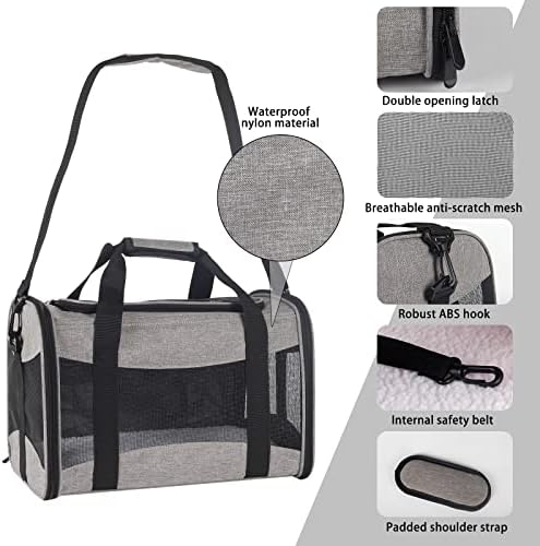 Small Animals Cat Carrying Case Pet Carrier Airline Approved, Protable and Breathable Pet Travel Carrier Removable Fleece Pad Collapsible Cat Carrier Dog Carrier Small Cats Dogs(15 * 10 * 10)