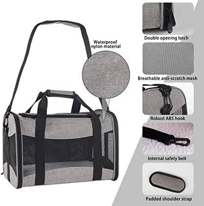 Small Animals Cat Carrying Case Pet Carrier Airline Approved, Protable and Breathable Pet Travel Carrier Removable Fleece Pad Collapsible Cat Carrier Dog Carrier Small Cats Dogs(15 * 10 * 10)