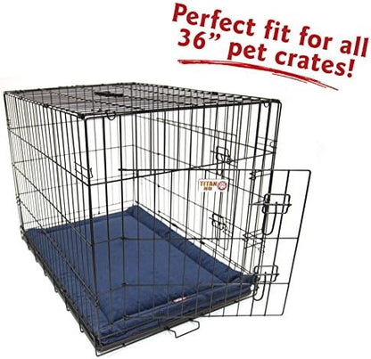 Majestic Pet Dog Crate Mat - Machine Washable Soft Plush Pet Bed Pad for Crates & Kennels | USA Crafted | 36"x23" Villa Navy