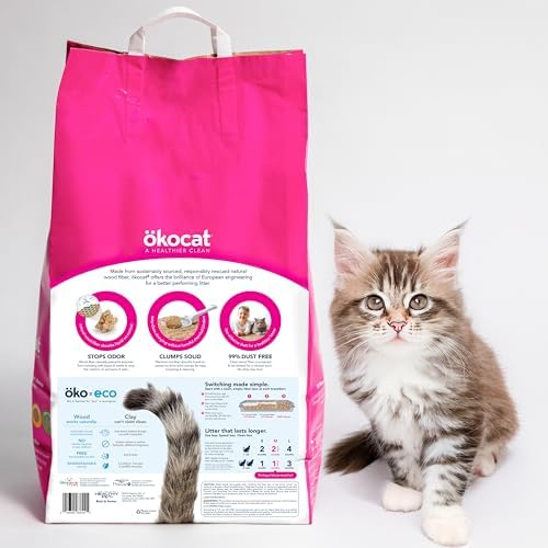 ökocat Super Soft Wood Unscented Clumping Cat Litter, 10.6 Pounds - Natural Ingredients, Stops Odor, Clumps Solid, 99% Dust Free, Great for All Cats, Sensitive Paws, Kittens