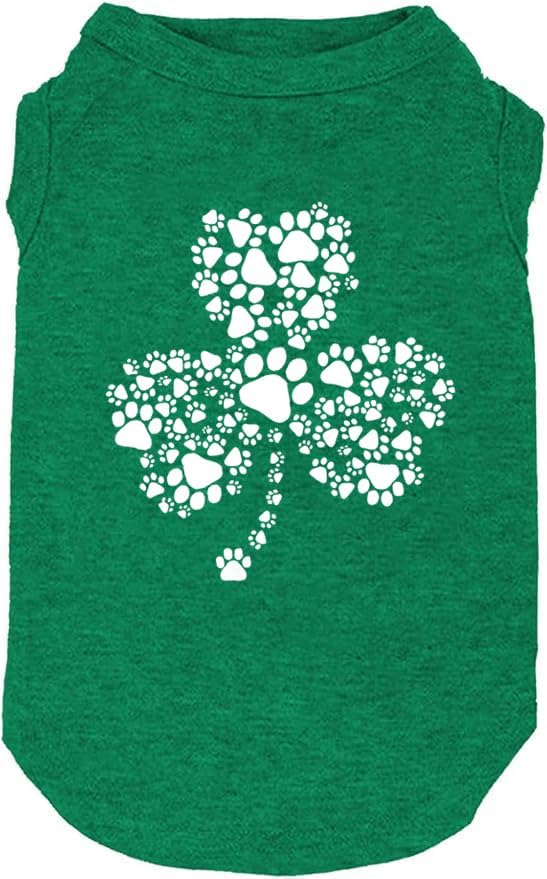 Dog Apparel Lucky Boy Letter Print Clover Shirts for Small Large Dog Vest Puppy Gift St Patrick's Day Costume(Medium,Green02)