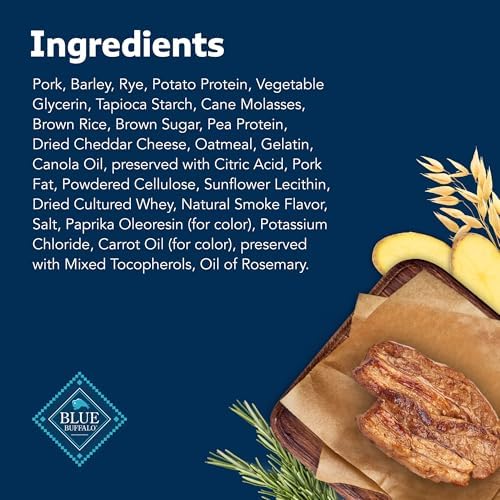 Blue Buffalo Sizzlers Pork & Cheddar Bacon-Style Dog Treats, 15 oz