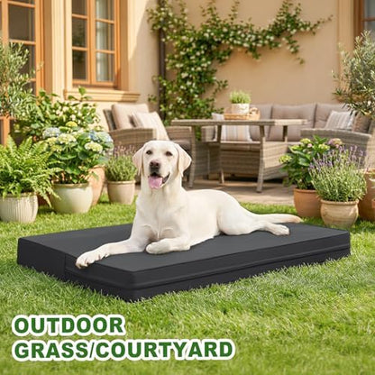 XXXL Dog Bed Waterproof Washable Wipeable Leather Large Crate d 54" Black