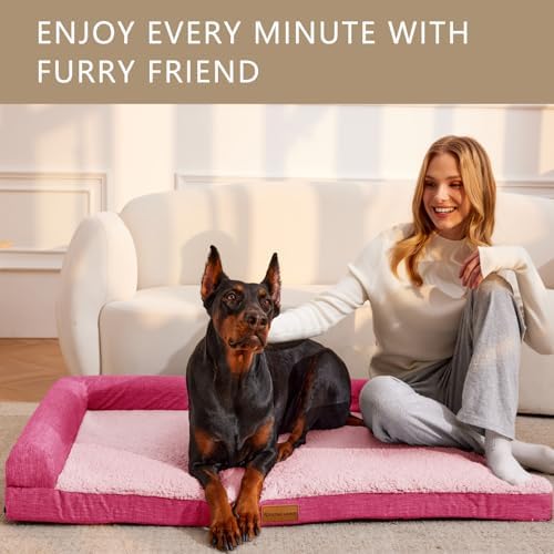 Patas Lague Orthopedic Large Dog Bed Washable Pet Sofa Bed 56''X40''Pink