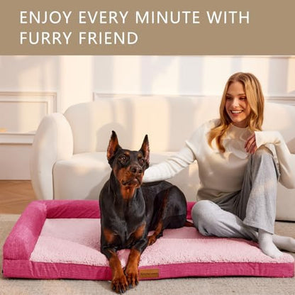 Patas Lague Orthopedic Large Dog Bed Washable Pet Sofa Bed 56''X40''Pink