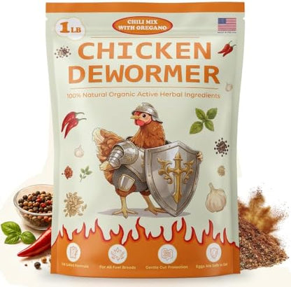 Natural Chicken Dewormer Powder, Chili Mix with Oregano for Poultry Supplement,16OZ