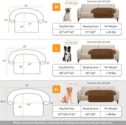 GGIB Calming Dog Bed Fluffy Plush Dog Mat for Furniture Protector with Removable Washable Cover for Large Medium Small Dogs and Cats (Extra Large (53x39.3x6), Brown)