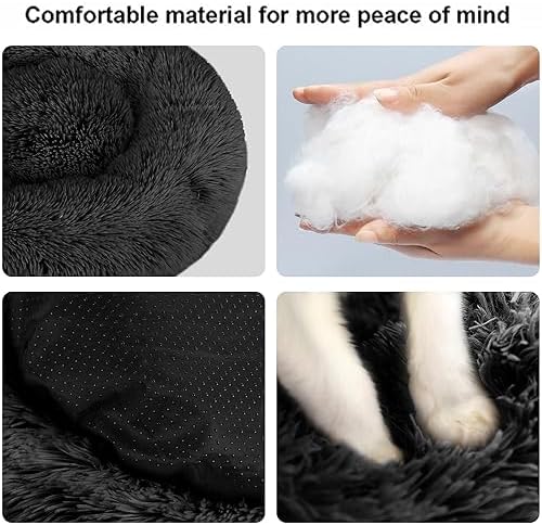 Dog Bed for Small Medium Large Dogs, 24 inch Calming Dogs Bed, Washable-Round Cozy Soft Pet Bed for Puppy and Kitten with Slip-Resistant Bottom