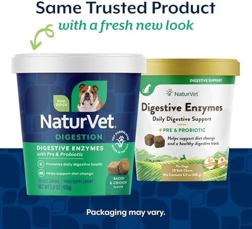 NaturVet Digestive Enzymes with Pre & Probiotic Dog Supplement - 70 Count