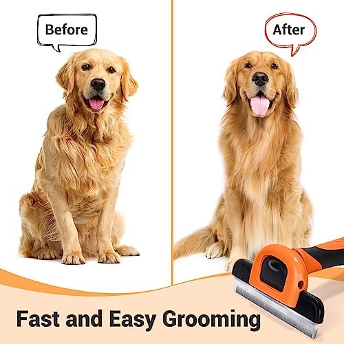 MIU COLOR Pet Grooming Brush, Deshedding Tool for Dogs & Cats, Orange