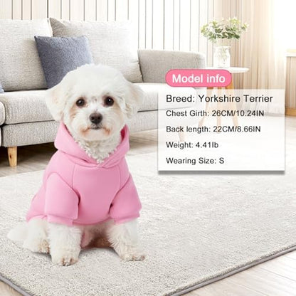 1 Pack Dog Hoodie Warm Hood Dog Sweater Cold Weather Small Dogs Sweatshirt Comfort Pet Clothes for Small Medium Dogs with Pockets Cats Chihuahua Clothes for Male Female Girl Boy Sporty Daily Wear