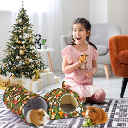 Bienbee Guinea Pig Hideout, 2 Piece Washable Set for Small Animals Large