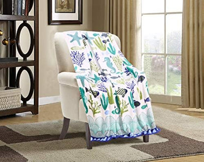 Valerian Luxury Velvet Super Soft Light Weight Blanket Prints Fleece Throw - All Year Round Home Decor, Fuzzy Warm and Cozy Throws, Couch and Gift, 50 x 60inch, Sea Coral