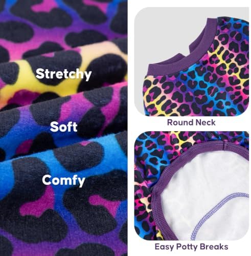 KYEESE Velvet Dog Pajamas for Small Dogs Soft Onesie Shirt, Leopard
