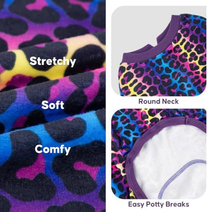 KYEESE Velvet Dog Pajamas for Small Dogs Soft Onesie Shirt, Leopard