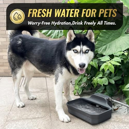 FICUSWIN 135OZ Automatic Water Dispenser for Large Dogs Patented Outdoor Dog Water Bowl Dispenser Automatic Dog Feeder Fit 3/4'' GHT Faucet Dog Waterer Include Water Hose Extra-Large Drinking Area