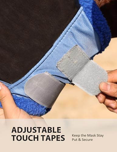 Harrison Howard Horse Fly Mask UV Protective Fine Mesh with Extra Wool Soft Touch on Skin Fly and UV Protection Aquamarine-Black XL