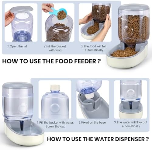 2 Pack Automatic Cat Feeder and Water Dispenser Pet Dog Gravity Feed Bowl