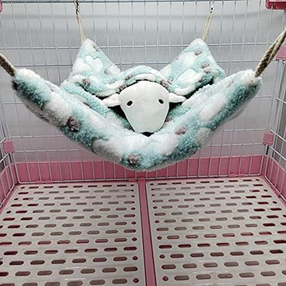 ISMARTEN Small Animal Hanging Hammock, Pet Hanging Nap Sack Sleep Bag Bed, Cage Hammock Beds for Ferret Guinea-Pig Sugar Glider Hamster Rat Mice Chinchilla Flying Gerbil and Squirrel (Green)