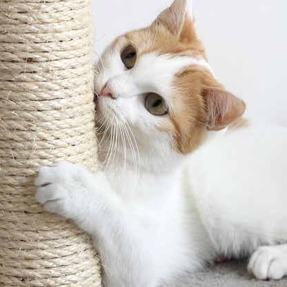 4-Tier Round Cat Tower - Large Cat Condo, Napping Perch, and 4 Sisal Rope Scratching Posts - Cat Tree for Indoor Cats by PETMAKER (Gray)