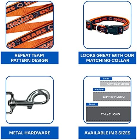 NFL PET Leash Chicago Bears Dog Leash, Large Football Team Leash for Dogs & Cats. A Shiny & Colorful Cat Leash & Dog Leash Licensed by The NFL