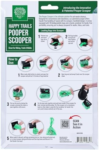 Small Pet Select Pooper Scooper, Dog Poop Scoop w/Bags for Pet Waste, Portable Design with Leash Clip and Bag Dispenser