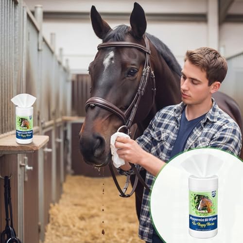 Threlaco 1 Pack Horse Bit Wipes 40 Pcs Peppermint Horse Bit Cleaners for Happy Horses Disposable Cleaning Wipes for English or Western Bits
