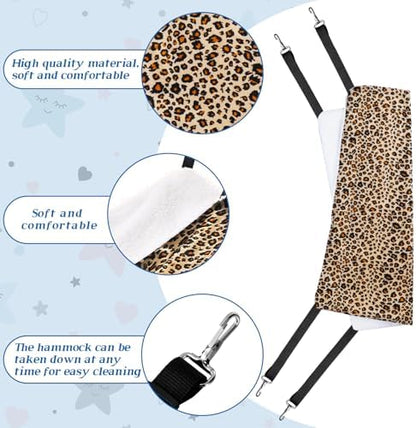 Jetec 2 Pack Cat Hammock for Cage, Leopard and Dot, M