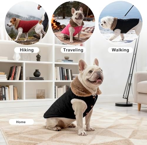BEAUTYZOO Warm Dog Puffer Jacket Vest,Dog Winter Coat with Harness,Black XS
