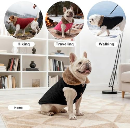 BEAUTYZOO Warm Dog Puffer Jacket Vest,Dog Winter Coat with Harness,Black XS