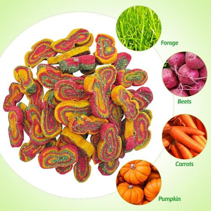Fhiny 0.57lb Rabbit Chew Toys, Mixed Forage Beetroot Carrot and Pumpkin Bunny Treats for Hamsters Guinea Pigs Chinchillas and Other Small Rodents Teeth Grinding