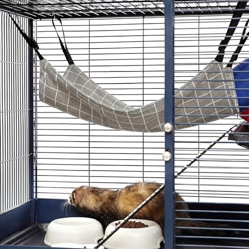 Jetec 2 Pack Cat Hammock for Cage, Cat and Plaid, M