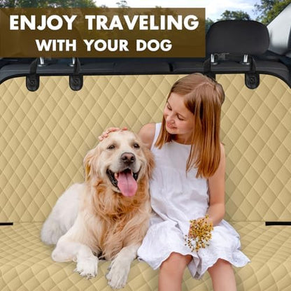 Waterproof Dog Backseat Cover for Cars, Non-Slip Pet Seat Protector, Khaki