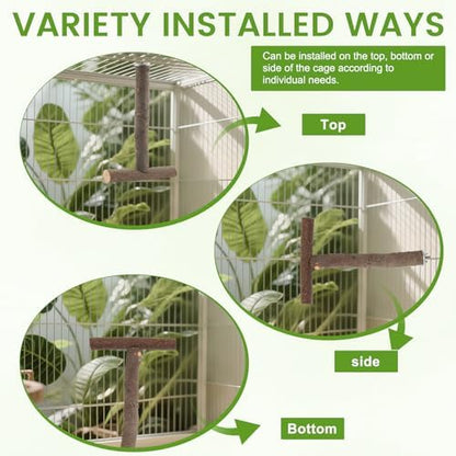 8-Piece Natural Wood Perches, Swing & Rope Set for Bird Cages