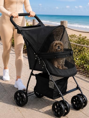 Pet Gear No-Zip Happy Trails Lite Pet Stroller, Cheetah Print