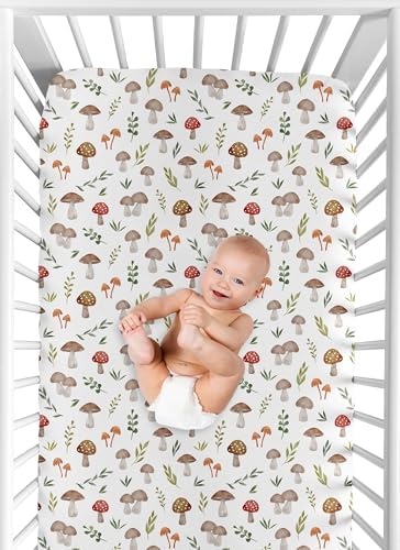 Sweet Jojo Designs 3-Piece Baby Crib Sheets Set (Woodland Forest Animals) for Girls/Boys, Infant Nursery, Toddler Room - Fitted, Standard Size (Solid Green, Toadstool Mushrooms & Animal Friends, Bear)