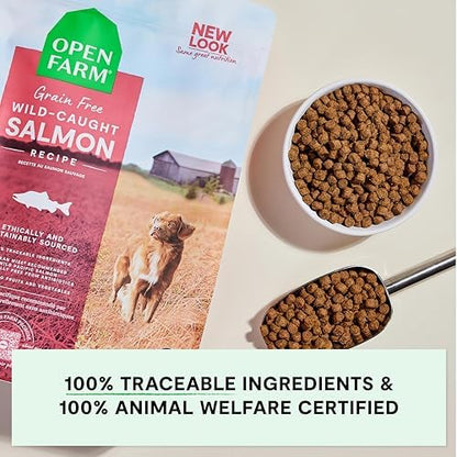 Open Farm Grain Free Dry Dog Food, Wild Caught Salmon Kibble, 22lb Bag