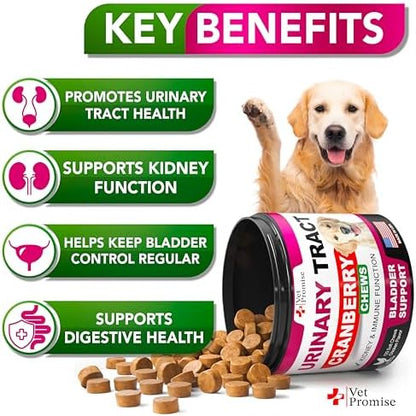 Dog UTI Chews - Cranberry Supplement for Dogs - Urinary Tract Support