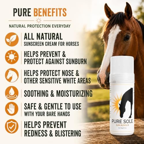 Pure Sole Horse Nose Sunscreen | Moisturizing Equine Sunblock with Non-Nano Zinc Oxide for Pink Noses, White Noses, Sensitive Skin | Broad Spectrum UV Protection | Water Resistant, 2 oz Push-Up Stick